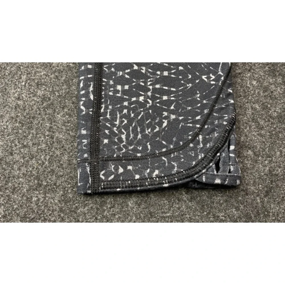 Lululemon Leggings Women 4 Black White Lattice Hem High Rise Crop Activewear